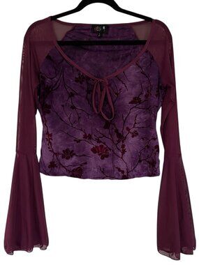Dolls Kill Delia's October Enchantment Mesh Sleeve Velvet Floral Top Large
